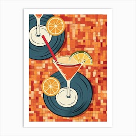 Tiled Orange Martini Art Print