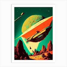 Asteroid Mining 2 Vintage Sketch Space Art Print
