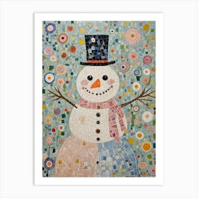 Jubilant Mosaic Snowman Art Print