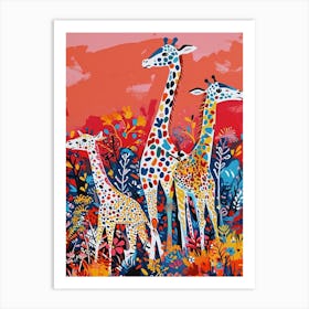 Geometric Abstract Giraffe Herd 3 Art Print