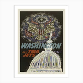 Fly Twa Jets Washington David Klein 1958 Art Print