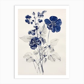 Blue Botanical Veronica Flower 3 Art Print