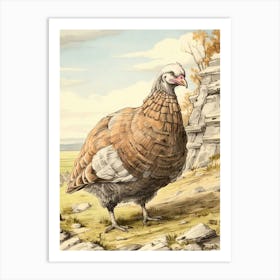 Storybook Animal Watercolour Turkey Art Print