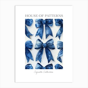 Blue Lace Bows 2 Pattern Poster Art Print