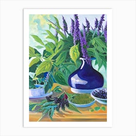 Anise Hyssop Spices And Herbs Oil Painting 2 Art Print