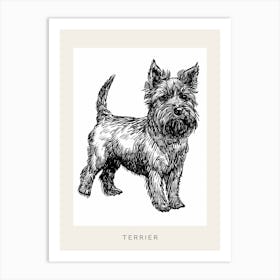 Cute Terrier Dog Line Art 4 Poster Art Print