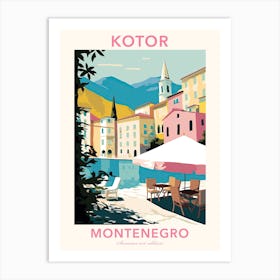 Kotor, Montenegro, Flat Pastels Tones Illustration 4 Poster Art Print