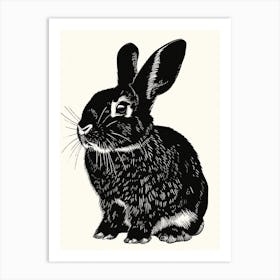 French Lop Blockprint Rabbit Illustration 7 Art Print