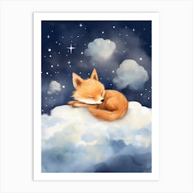 Baby Fox 4 Sleeping In The Clouds Art Print