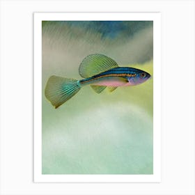 Bluestreak Cleaner Wrasse Storybook Watercolour Art Print