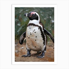 African Penguin Carcass Island Oil Painting 2 Art Print