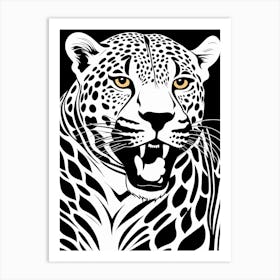Jaguar Lino Black And White, 1117 Art Print