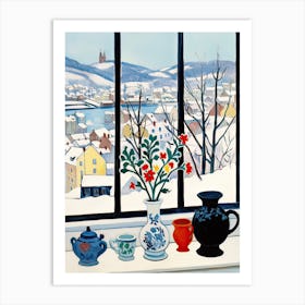 The Windowsill Of Quebec   Canada Snow Inspired By Matisse 2 Art Print
