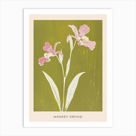 Pink & Green Monkey Orchid Flower Poster Art Print