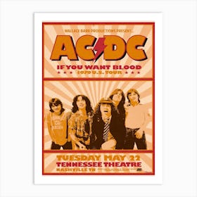 Acdc If You Want Blood Tour 1979 Poster Art Print