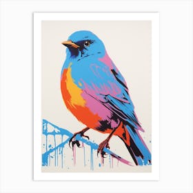 Andy Warhol Style Bird Bluebird 5 Art Print