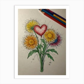 Bouquet Of Dandelions Art Print