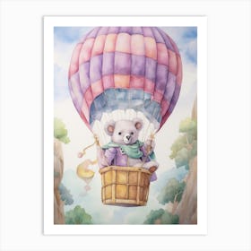 Baby Koala 2 In A Hot Air Balloon Art Print