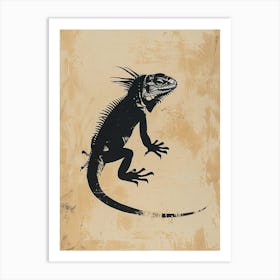 Block Print Iguana 2 Art Print