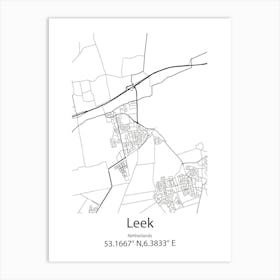 Leek,Netherlands Minimalist Map Art Print