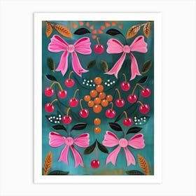 Cherry Pink Coquette 3 Pattern Art Print