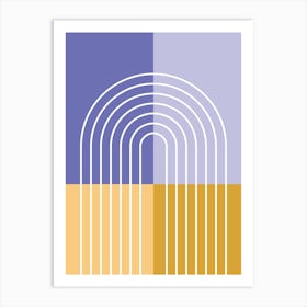 Rainbow Colour Block Line Modern Midcentury Abstract 4 Poster