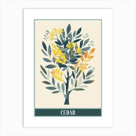 Cedar Tree Flat Illustration 4 Poster Art Print