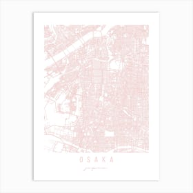 Osaka Japan Light Pink Minimal Street Map Art Print