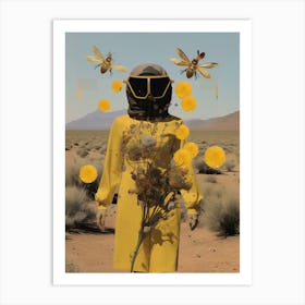 cosmic portrait of a woman beekeeper in the desert Art Print