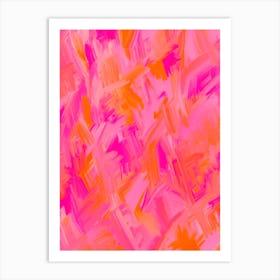 Abstract Painterly Pink and Orange Brush Strokes Art Print