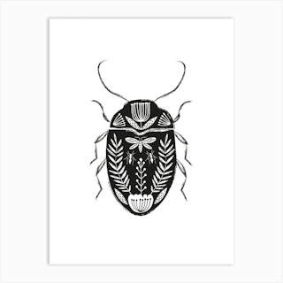 Folk Beetle Art Print
