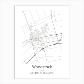 Woodstock,Canada Minimalist Map Art Print