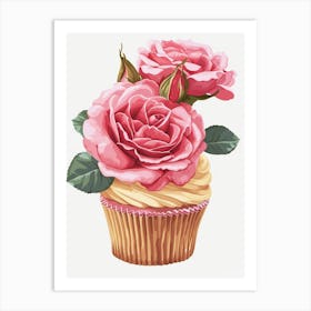 English Roses Painting Rose In A Cupcake 4 Art Print