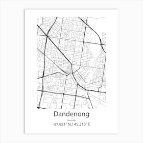 Dandenong,Australia Minimalist Map Art Print