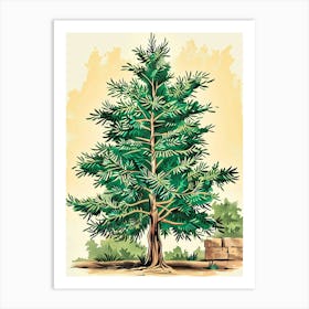 Cedar Tree Storybook Illustration 3 Art Print