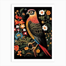 Folk Bird Illustration Eurasian Sparrowhawk 3 Art Print