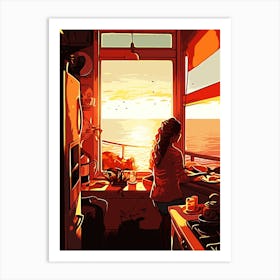 Sunset In The Kitchen aesthetic Art Print