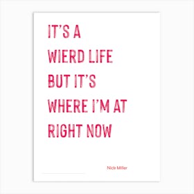 It's a Weird Life, Nick Miller, Quote, New Girl, TV, US TV, Art, Wall Print Art Print