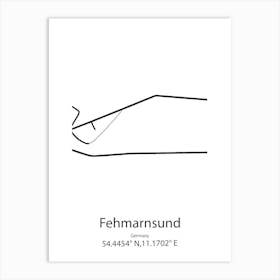 Fehmarnsund,Germany Minimalist Map Art Print