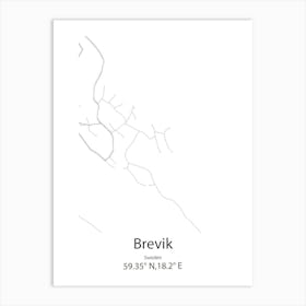 Brevik,Sweden Minimalist Map Art Print