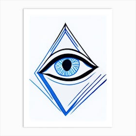 Psychic Abilities, Symbol, Third Eye Blue & White 4 Art Print