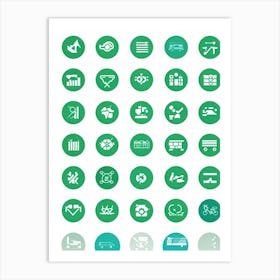 Collection Of Modern Transportation And Health Icons Represented In A Stylish Vector Design For Use (1) Art Print