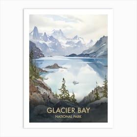 Glacier Bay National Park Watercolour Vintage Travel Poster 3 Art Print