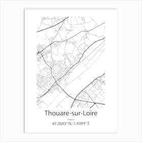 Thouare Sur Loire,France Minimalist Map Póster