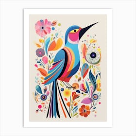 Colourful Scandi Bird Hummingbird 1 Art Print