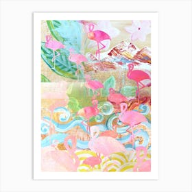 Flamingo Collage Art Print