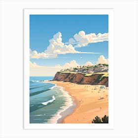Malibu Beach California, Usa, Flat Illustration 2 Art Print