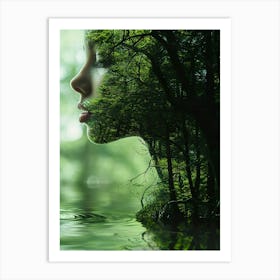 Woman'S Face In The Water 1 Art Print
