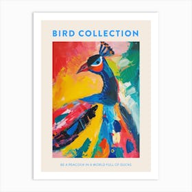 Colourful Brushstroke Peacock 2 Poster Art Print
