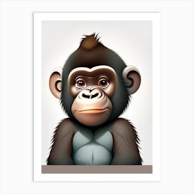 Baby Gorilla, Gorillas Scandi Cartoon 1 Art Print